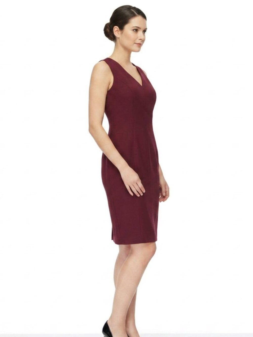 White House Black Market Burgandy Sheath Dress, 00P
